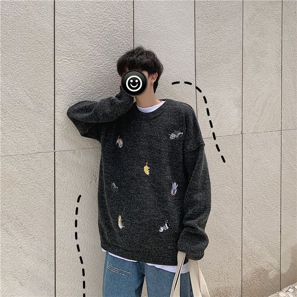 men's sweaters winter sweater men fashion cartoon embroidery casual o-neck man streetwear versatile warm pullover male clothes, White;black
men's sweaters winter sweater men fashion cartoon embroidery casual o-neck man streetwear versatile warm pullover male clothes, White;black
