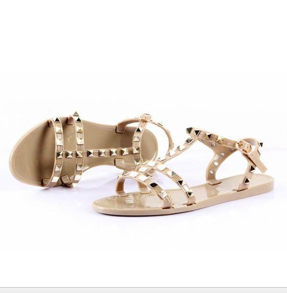 Image of New Promotion 2018 Woman Summer Sandals Rivets Big Bowknot Flip Flops Beach Sandalias Femininas Flat Jelly Sandals