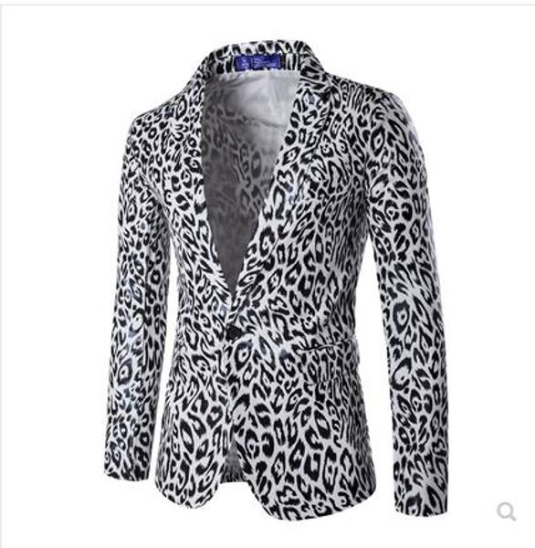 men's suits & blazers mens fashion leopard printing blazer slim fit male suit jackets coats clothes, White;black
men's suits & blazers mens fashion leopard printing blazer slim fit male suit jackets coats clothes, White;black