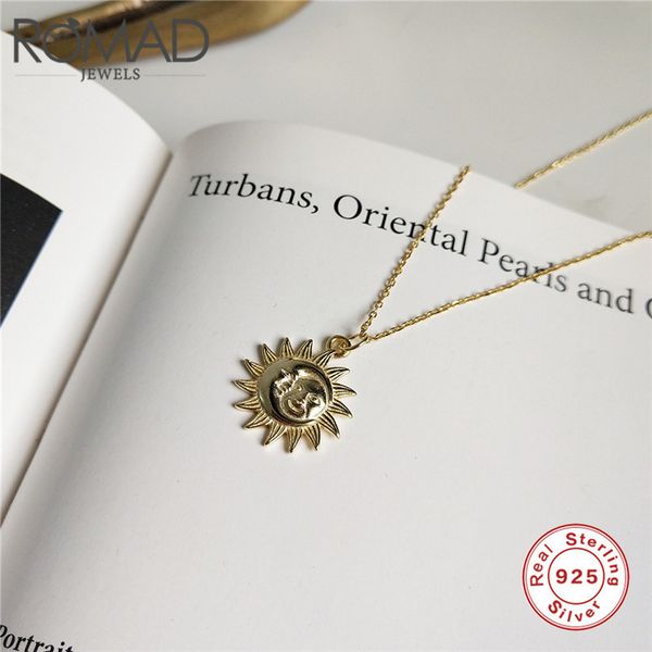 romad gold color funny sun pendant necklace simple chains fashion vintage gift jewelry 925 sterling silver for women collier r4
romad gold color funny sun pendant necklace simple chains fashion vintage gift jewelry 925 sterling silver for women collier r4