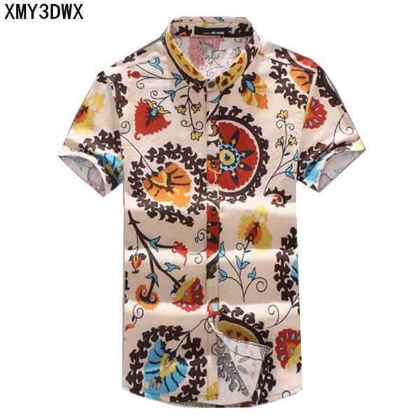 New 2018 Summer Men 'S Slim Casual Linen Printing Flower Short -Sleeve Shirts /Male Flax Fabric Thin Casual Pattern Shirts
New 2018 Summer Men 'S Slim Casual Linen Printing Flower Short -Sleeve Shirts /Male Flax Fabric Thin Casual Pattern Shirts