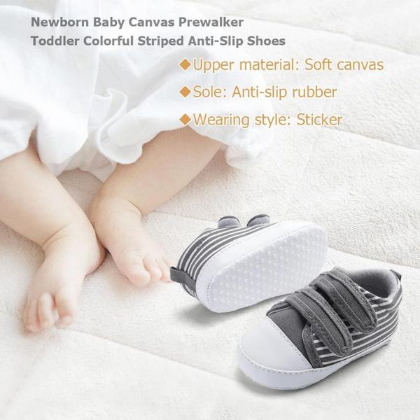 newborn baby canvas prewalker infant toddler colorful striped shoes soft anti-slip first walkers sneakers kids feet wear shoes, Black
newborn baby canvas prewalker infant toddler colorful striped shoes soft anti-slip first walkers sneakers kids feet wear shoes, Black