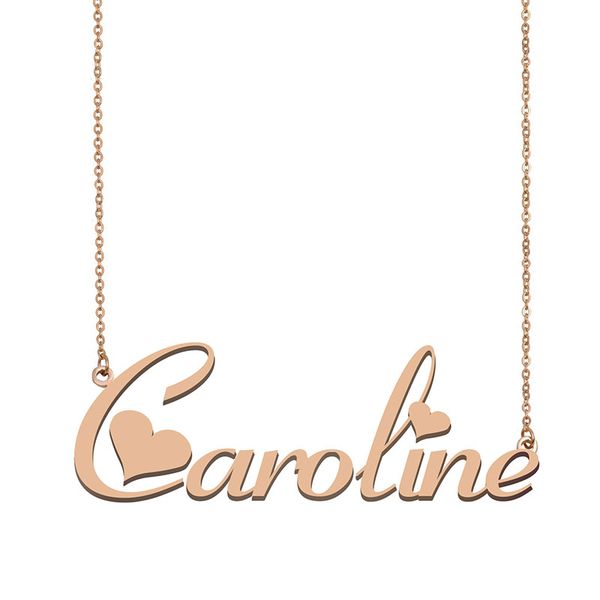caroline name necklace pendant for women girls birthday gift custom nameplate kids friends jewelry 18k gold plated stainless steel, Silver 
caroline name necklace pendant for women girls birthday gift custom nameplate kids friends jewelry 18k gold plated stainless steel, Silver