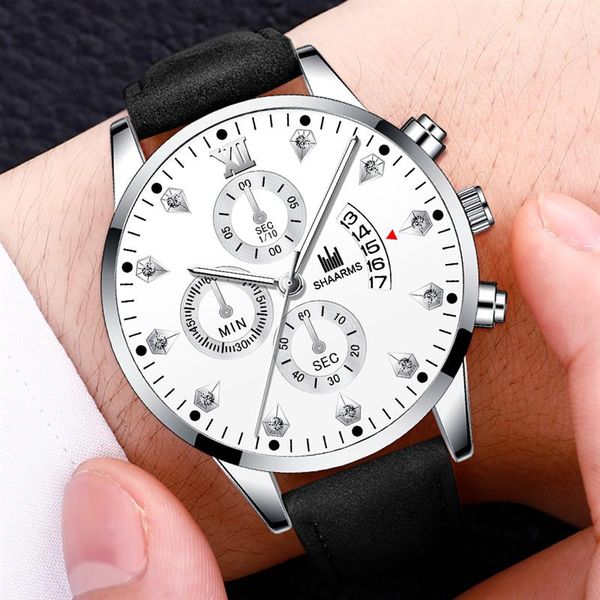 fashion men gold diamond watch black leather band stainless steel analog quartz wristwatch male man casual watches reloj hombre, Slivery;brown 
fashion men gold diamond watch black leather band stainless steel analog quartz wristwatch male man casual watches reloj hombre, Slivery;brown