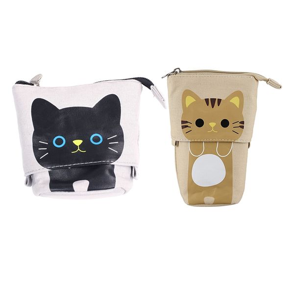 2 pcs canvas cartoon cute cat pencil pouch bag stationery pen case box with zipper closure -gray & khaki
2 pcs canvas cartoon cute cat pencil pouch bag stationery pen case box with zipper closure -gray & khaki