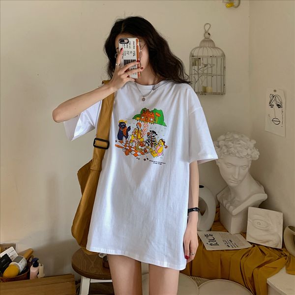 cartoon printed round collar short sleeve t-shirt loose women's cartoon printed round collar short sleeve t-shirt women's loose, White
cartoon printed round collar short sleeve t-shirt loose women's cartoon printed round collar short sleeve t-shirt women's loose, White
