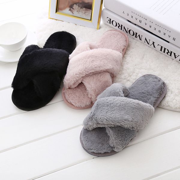 fleece slippers female 2019 autumn and winter new solid color cross shape flat bottom home wear female slippers, Black
fleece slippers female 2019 autumn and winter new solid color cross shape flat bottom home wear female slippers, Black