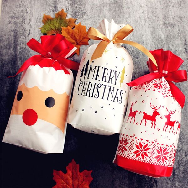 

cartoon drawstring pocket children merry christmas gift storage bags happy new year stuff sacks xmas tree packing bags candy pouch