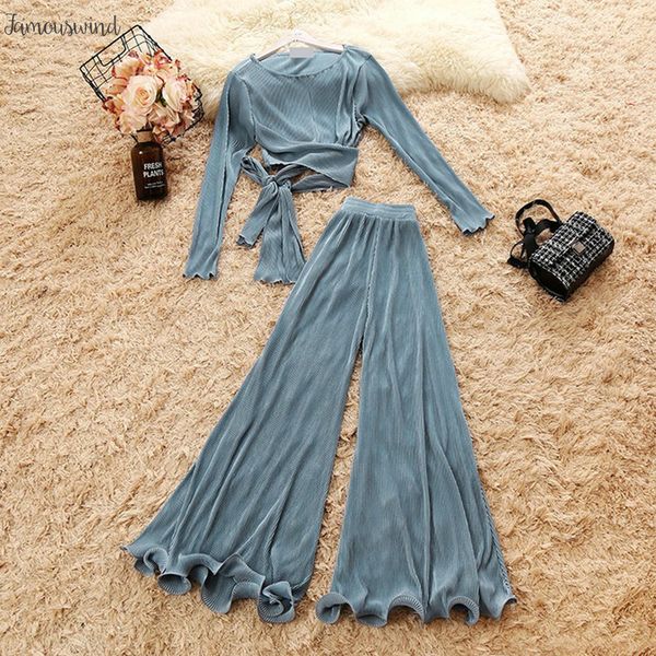 new female o neck long sleeve lace crew neck up shirts sold high waist flare trousers suit 2 chiffon sets, White
new female o neck long sleeve lace crew neck up shirts sold high waist flare trousers suit 2 chiffon sets, White