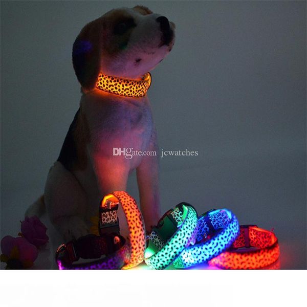 led flashing cat dog pet collar solid color leopard nylon band night light up lead puppy necklace adjustable s m l xl various colors
led flashing cat dog pet collar solid color leopard nylon band night light up lead puppy necklace adjustable s m l xl various colors