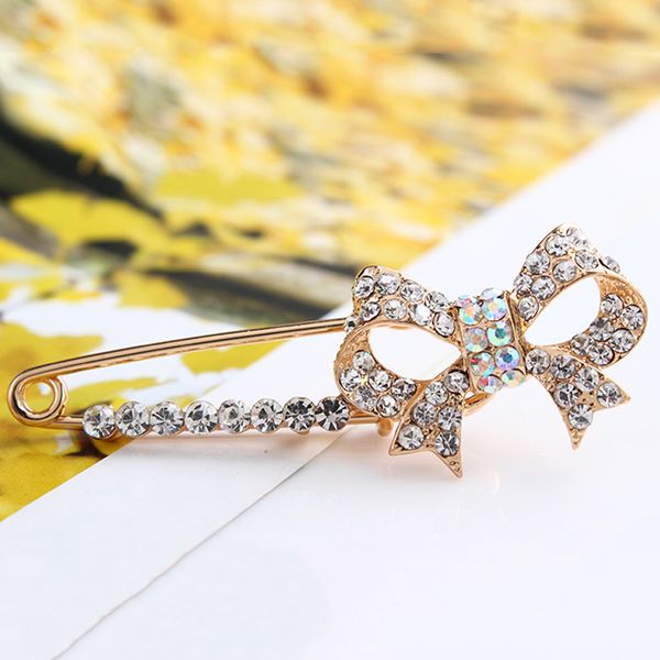 rhinestone bowknot sweater hat breastpin pin unique large crystal jewelry, Gray