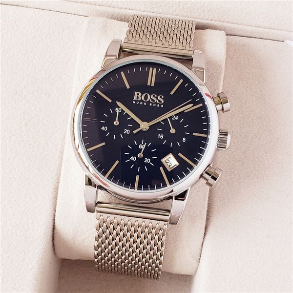 men's watch steel dual time zone chrono business casual sports multifunction quartz boss watch, Slivery;brown
men's watch steel dual time zone chrono business casual sports multifunction quartz boss watch, Slivery;brown