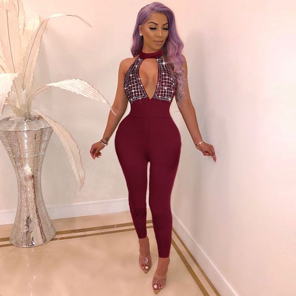 2019 luxury rhinestone women v neck jumpsuit evening party glitter diamond romper sleeveless backless nightclub clothes, Black;white
2019 luxury rhinestone women v neck jumpsuit evening party glitter diamond romper sleeveless backless nightclub clothes, Black;white