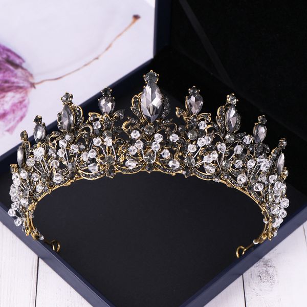 diezi baroque bride black stone white crystal crowns tiara bridal diadem queen crown for wedding 2019 headband hair accessories, White;golden
diezi baroque bride black stone white crystal crowns tiara bridal diadem queen crown for wedding 2019 headband hair accessories, White;golden