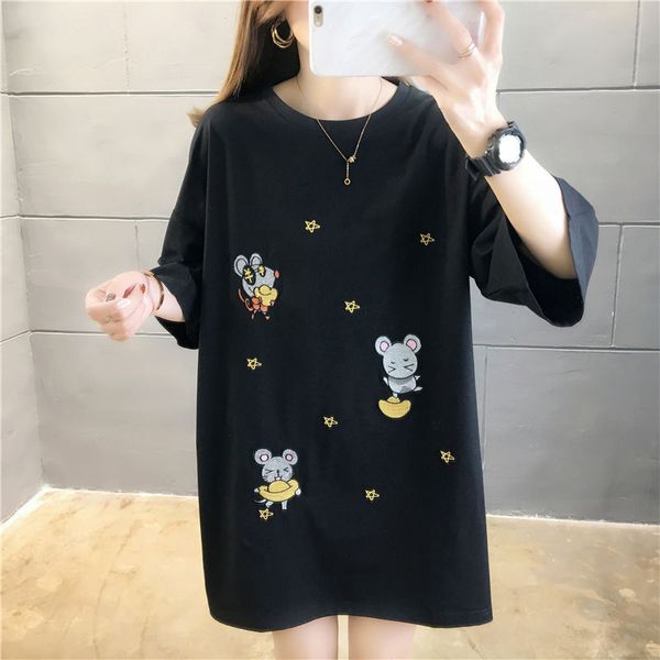 women's t-shirt summer women short sleeve cartoon print o neck tees large size tshirt ins long bottoming shirt losse harajuku top, White
women's t-shirt summer women short sleeve cartoon print o neck tees large size tshirt ins long bottoming shirt losse harajuku top, White