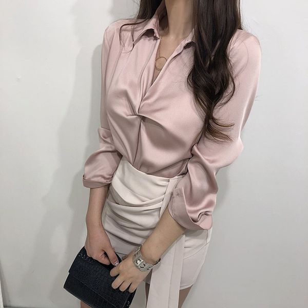 2019 women's spring autumn new chiffon shirt cross lapel casual loose office ladies solid color long sleeve fashion shirt, White
2019 women's spring autumn new chiffon shirt cross lapel casual loose office ladies solid color long sleeve fashion shirt, White
