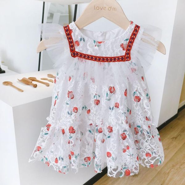 2020 children girls lace mesh cherry print sleeveless ruffles cute party princess sundress baby kids summer dress vestidos, Red;yellow
2020 children girls lace mesh cherry print sleeveless ruffles cute party princess sundress baby kids summer dress vestidos, Red;yellow