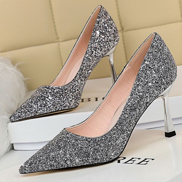 women pointed toe pumps ultra-thin heeled ladies shoes sequined cloth female high heel wedding shoes silver color, Black
women pointed toe pumps ultra-thin heeled ladies shoes sequined cloth female high heel wedding shoes silver color, Black