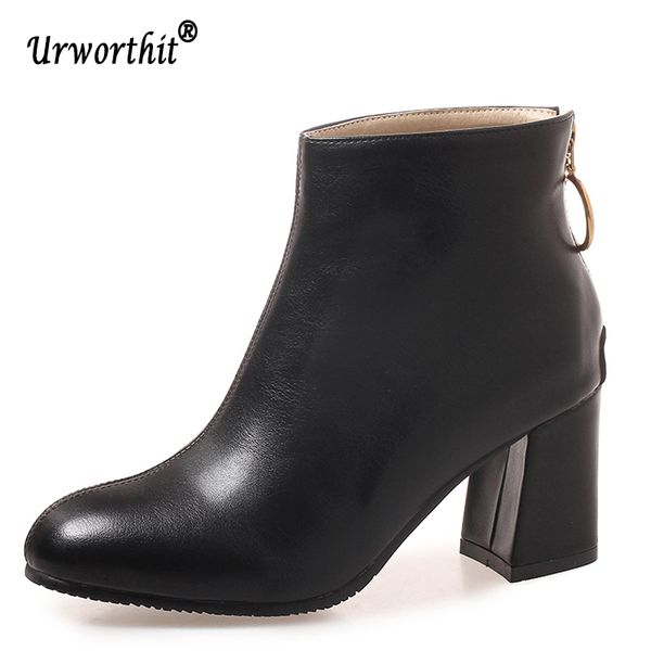 2019 fall fashion women soft leather block high heels ankle boots winter warm fur green beige boots lady big size shoes, Black
2019 fall fashion women soft leather block high heels ankle boots winter warm fur green beige boots lady big size shoes, Black