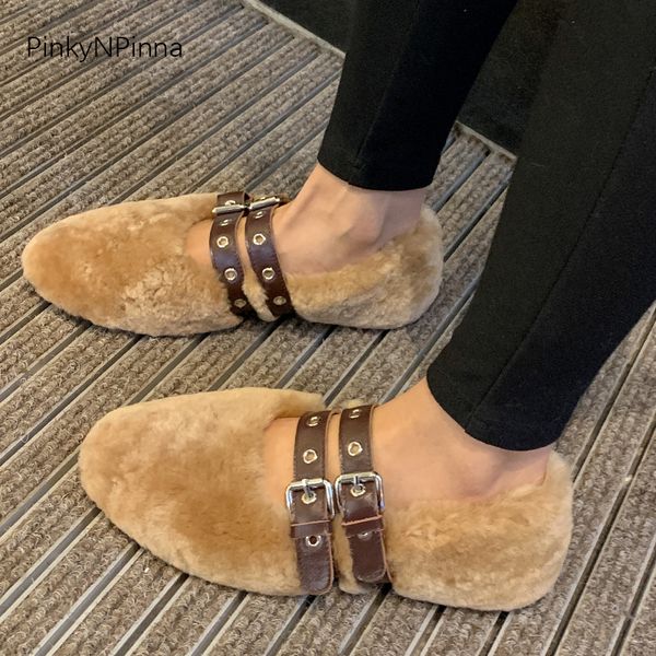 women genuine sheep wool fur loafers leather buckle mary jane flat casual shoes plus size winter warm sweet comfortable, Black
women genuine sheep wool fur loafers leather buckle mary jane flat casual shoes plus size winter warm sweet comfortable, Black