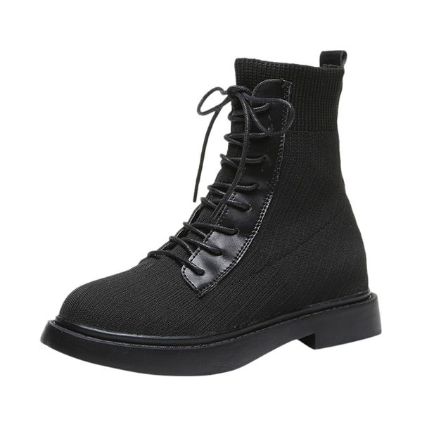 women's mesh stretch fabric lace-up ankle bare boots casual short tube booties, Black
women's mesh stretch fabric lace-up ankle bare boots casual short tube booties, Black