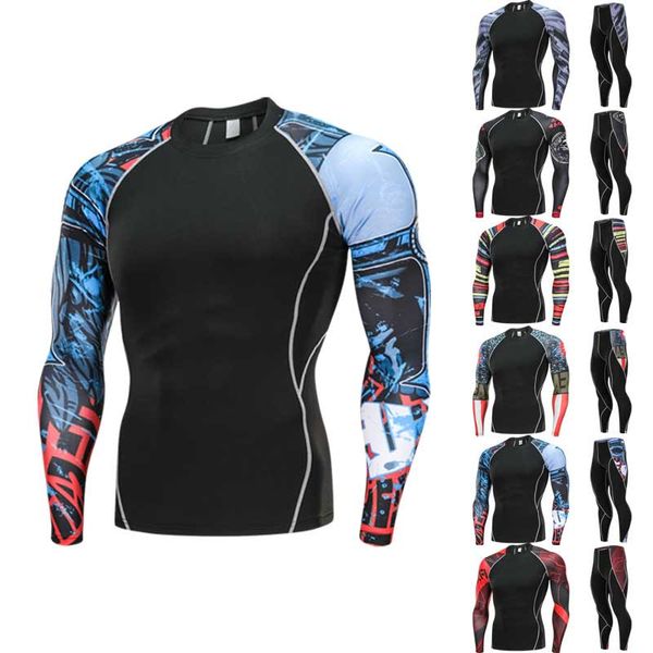 2 piece set mens sport running set compression + pants skin-tight long sleeves fitness training clothes gym yoga suits, Black;blue
2 piece set mens sport running set compression + pants skin-tight long sleeves fitness training clothes gym yoga suits, Black;blue