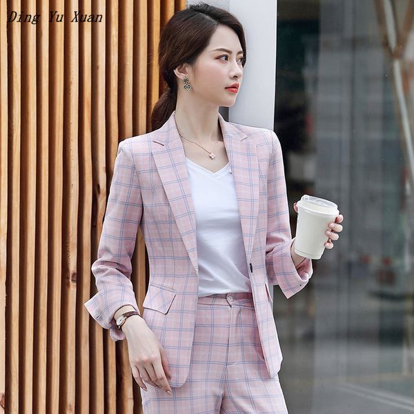 women's suits & blazers 2021 womens formal pants suit for work women 2 piece office slim blazer with elegant pink grey plaid pantsuit w, White;black
women's suits & blazers 2021 womens formal pants suit for work women 2 piece office slim blazer with elegant pink grey plaid pantsuit w, White;black