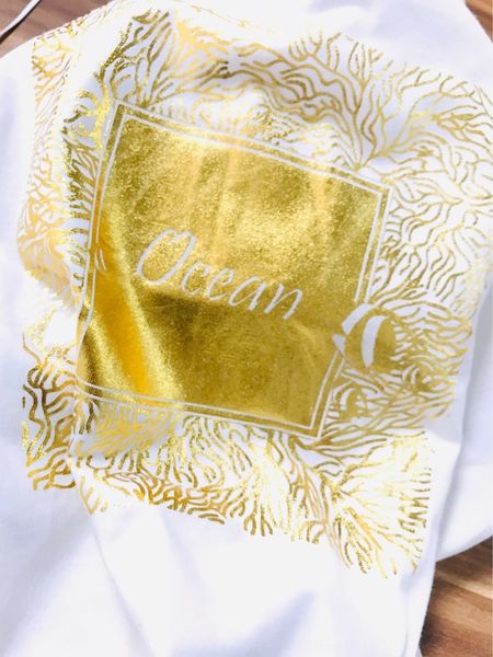 french 2020 summer clothes women's pure cotton gold printing all-match women's t split fork clothing, White
french 2020 summer clothes women's pure cotton gold printing all-match women's t split fork clothing, White