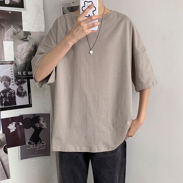 2020 summer new youth popular cotton solid color loose round neck five-point sleeve t-shirt fashion casual wild jumper, White;black
2020 summer new youth popular cotton solid color loose round neck five-point sleeve t-shirt fashion casual wild jumper, White;black