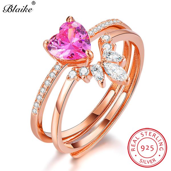 blaike 925 sterling silver ring set cute pink sapphire stone bridal engagement rings for women stacking heart wedding bands, Golden;silver
blaike 925 sterling silver ring set cute pink sapphire stone bridal engagement rings for women stacking heart wedding bands, Golden;silver