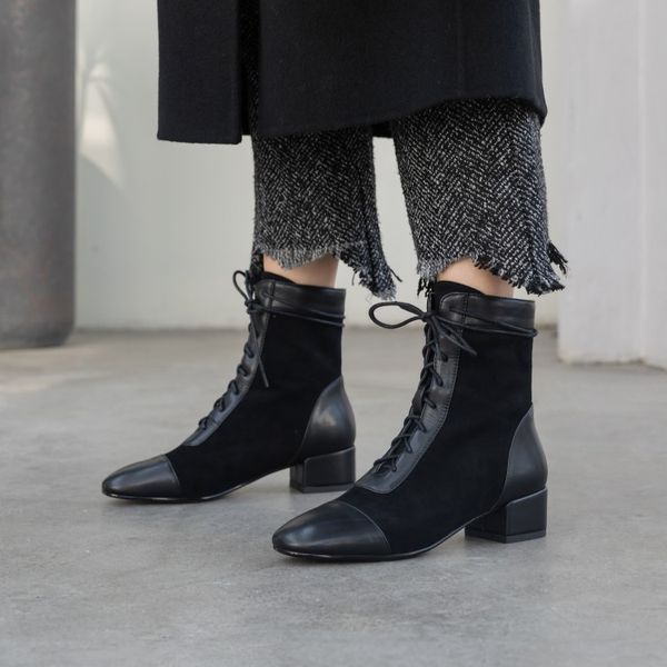 big size 9 10 11 12 boots women shoes ankle boots for women ladies shoes woman winter patchwork cross binding square head, Black
big size 9 10 11 12 boots women shoes ankle boots for women ladies shoes woman winter patchwork cross binding square head, Black