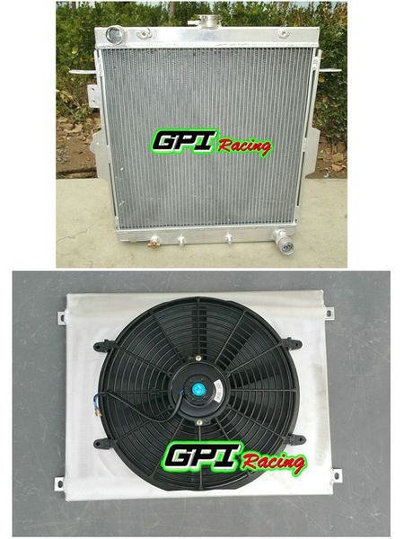 new aluminum radiator + shroud +fan for for land cruiser hzj70/hzj73/ hzj77 1hz 4.2l diesel