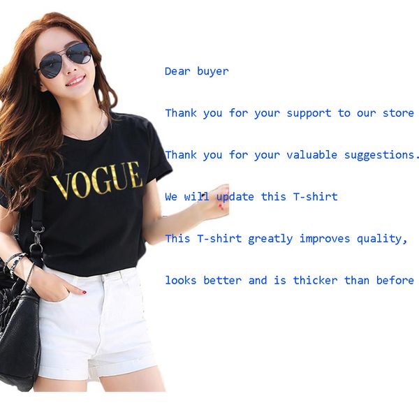 2019 new fashion golden vogue t-shirts for women letter print t shirt short sleeve plus size female tees tshirt nvtx08, White
2019 new fashion golden vogue t-shirts for women letter print t shirt short sleeve plus size female tees tshirt nvtx08, White
