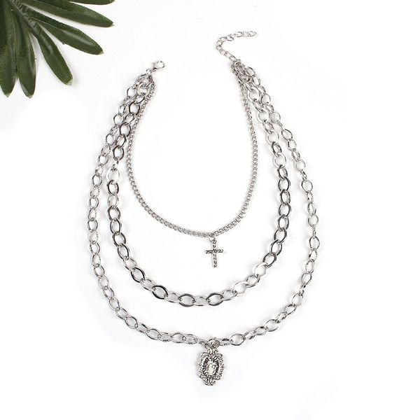 wholesale- fashion luxury designer multi layer metal chain diamond cross crystal pendant choker statement necklace for woman, Silver
wholesale- fashion luxury designer multi layer metal chain diamond cross crystal pendant choker statement necklace for woman, Silver