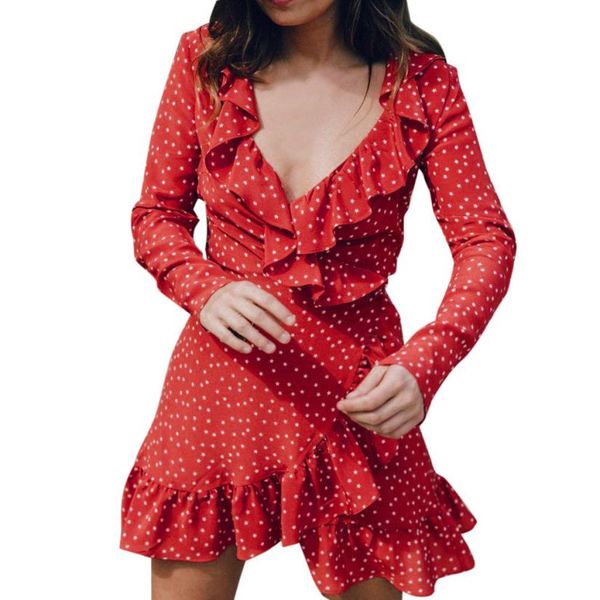 summer dresses women 2018 chiffon deep v neck long sleeve polka dot ruffle mini dress beach dresses tunic party dress, Black;gray
summer dresses women 2018 chiffon deep v neck long sleeve polka dot ruffle mini dress beach dresses tunic party dress, Black;gray