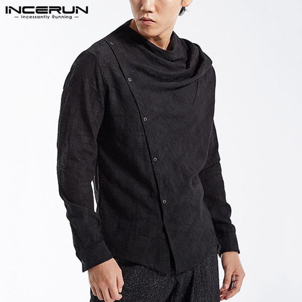 incerun fashion men shirt button long sleeve solid color cotton 2020 casual streetwear chic shirts men camisas hombre s-3xl, White;black 
incerun fashion men shirt button long sleeve solid color cotton 2020 casual streetwear chic shirts men camisas hombre s-3xl, White;black
