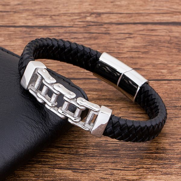 fashion stainless steel magnet black leather men bracelet charm chain jewelry accesssories handmade rock punk bangle gift, Golden;silver
fashion stainless steel magnet black leather men bracelet charm chain jewelry accesssories handmade rock punk bangle gift, Golden;silver
