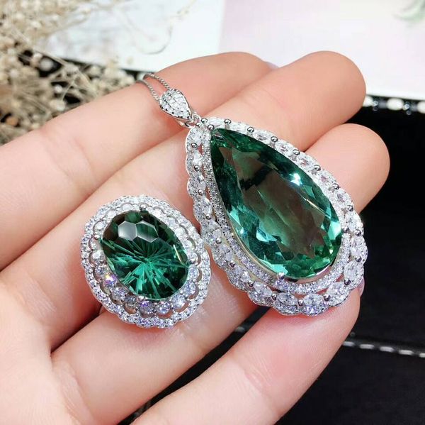 meibapj shining natural brazil green crystal jewelry set real 925 sterling silver ring necklace fine siut wedding jewelry, Black
meibapj shining natural brazil green crystal jewelry set real 925 sterling silver ring necklace fine siut wedding jewelry, Black