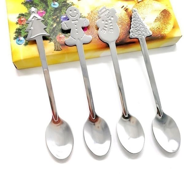 4 шт. / компл. рождество ложка из нержавеющей стали кофе чайная ложка для снеговика xmas tree главная кухонная посуда посуда детская ложка x 
4 шт. / компл. рождество ложка из нержавеющей стали кофе чайная ложка для снеговика xmas tree главная кухонная посуда посуда детская ложка x