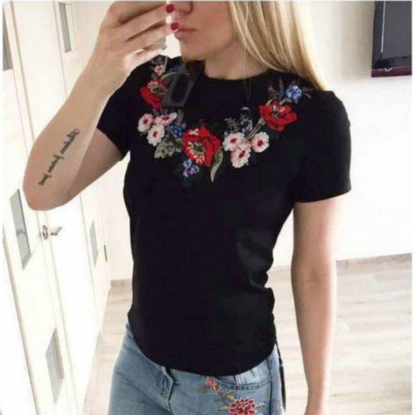 casual floral embroidery summer t -shirt women fashion high cotton tees autumn casual stretch knitwear short sleeve punk tees trend, White
casual floral embroidery summer t -shirt women fashion high cotton tees autumn casual stretch knitwear short sleeve punk tees trend, White
