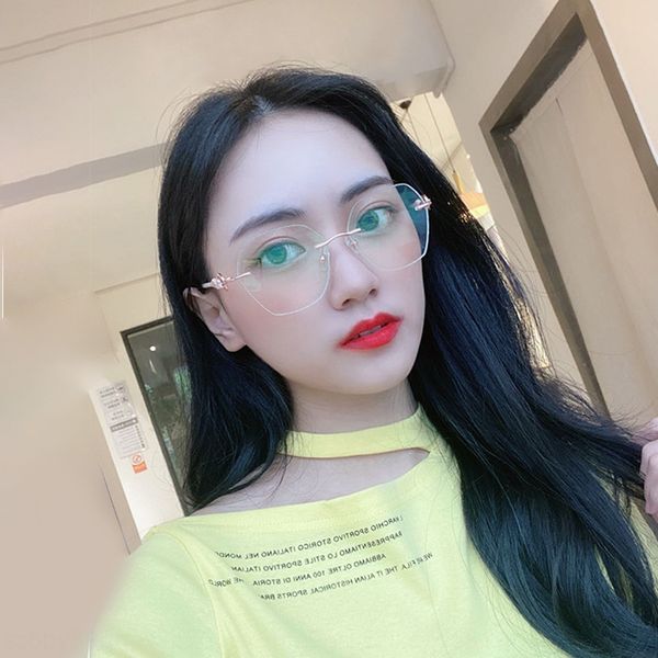 frameless trimming artistic women's myopia glasses myopia glasses eye protection anti-blue light finished large frame, Silver
frameless trimming artistic women's myopia glasses myopia glasses eye protection anti-blue light finished large frame, Silver
