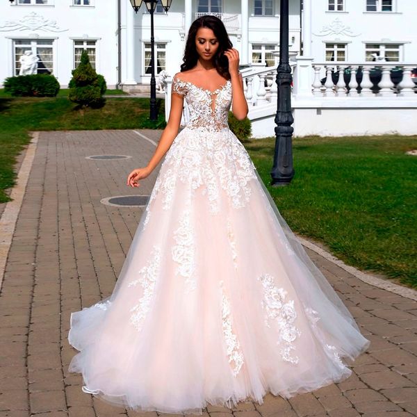 romantic blush pink a-line wedding dresses off the shoulder retro lace tiered garden wedding gown sweep tran robe de mariee, White
romantic blush pink a-line wedding dresses off the shoulder retro lace tiered garden wedding gown sweep tran robe de mariee, White