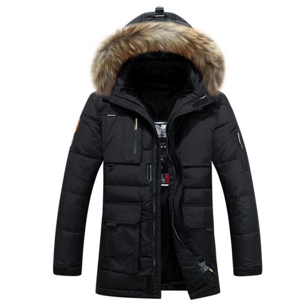 men's down & parkas 90% white duck fashion hooded fur collar long jacket coat warm stand male casual parka man outerwear, Black
men's down & parkas 90% white duck fashion hooded fur collar long jacket coat warm stand male casual parka man outerwear, Black
