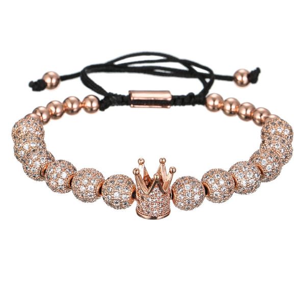 women men bracelet jewelry cubic micro pave cz crown charm & 8mm round copper beads braided macrame bracelet pulseira feminina, Golden;silver
women men bracelet jewelry cubic micro pave cz crown charm & 8mm round copper beads braided macrame bracelet pulseira feminina, Golden;silver