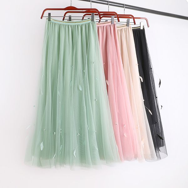 vintage flexible elastic stretchy high waist midi feather beading mesh tulle skirt for women green pink white skirts womens, Black
vintage flexible elastic stretchy high waist midi feather beading mesh tulle skirt for women green pink white skirts womens, Black