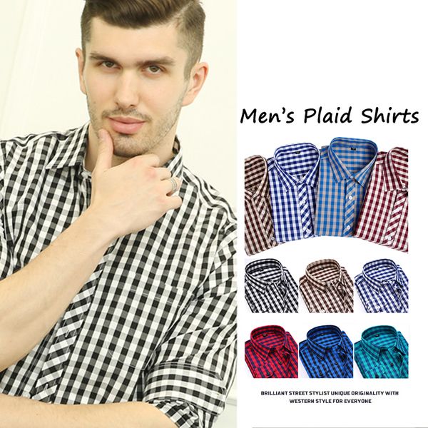 plaid shirts men iron spring summer long sleeve cotton business formal male dress shirts leisure social brand muls, White;black
plaid shirts men iron spring summer long sleeve cotton business formal male dress shirts leisure social brand muls, White;black