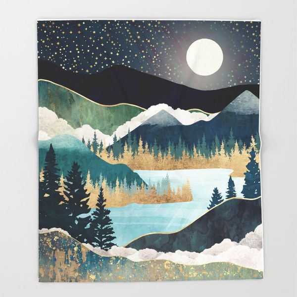forest blanket landscape design star lake fleece blankets and throw blanket for beds christmas decorations for home 100x125