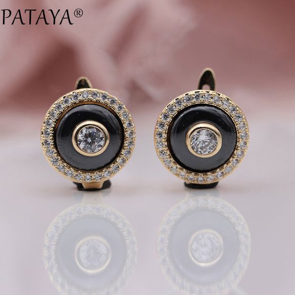 pataya new trendy round black ceramic micro wax inlay natural zircon dangle earrings women wedding party small cute fine jewelry, Silver
pataya new trendy round black ceramic micro wax inlay natural zircon dangle earrings women wedding party small cute fine jewelry, Silver