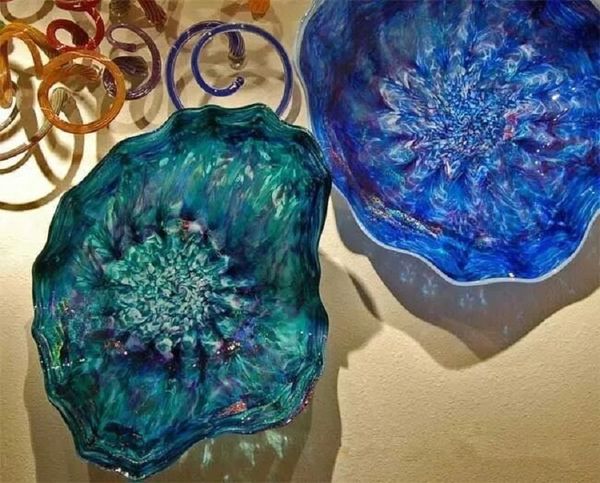 Итальянский дизайн выдувных Планшеты стекли турецкий Murano Flower фасонных Стеклянны