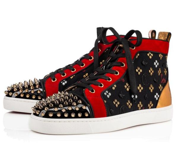 loubi embroidery high men red bottom sneakers spikes outdoor party dress casual autumn winter man red sole shoes eu35-47, Black
loubi embroidery high men red bottom sneakers spikes outdoor party dress casual autumn winter man red sole shoes eu35-47, Black